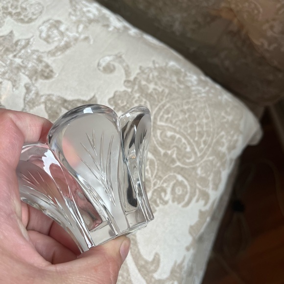 Etched crystal glass taper candle holders from France - Picture 4 of 5